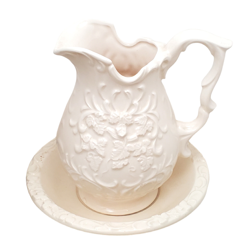 6" Vintage Inarco Japan Small Pitcher and Saucer E-4094 Cream Color